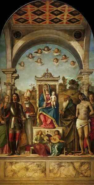 Madonna and Child Enthroned with Saints 2 Oil Painting by Giovanni Battista Cima da Conegliano