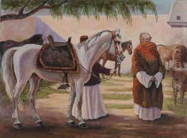 W Arabskiej Stadninie Koni Oil Painting by Paul Hey