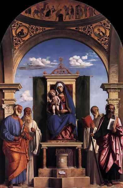 Madonna and Child Enthroned with Saints Oil Painting by Giovanni Battista Cima da Conegliano