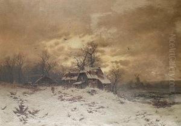 Winter Landscape Oil Painting by Joseph Friedrich N. Heydendahl