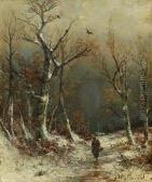 Winterliche Waldlandschaft Oil Painting by Joseph Friedrich N. Heydendahl