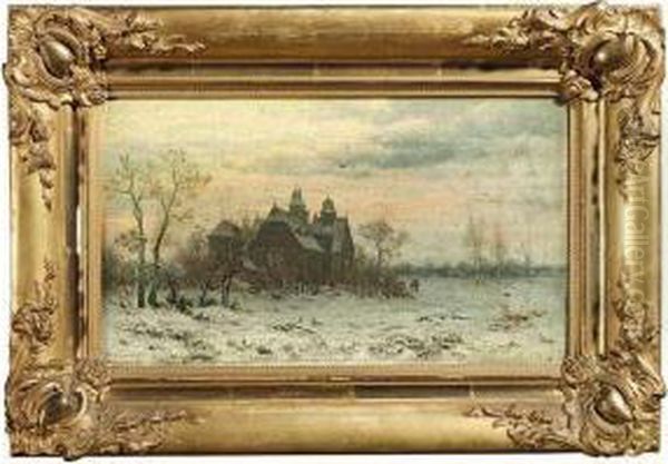 Wintry Route At Sunset Oil Painting by Joseph Friedrich N. Heydendahl