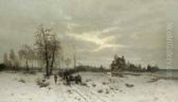 In Stimmungsvoller Weiter Winterlandschaft Oil Painting by Joseph Friedrich N. Heydendahl