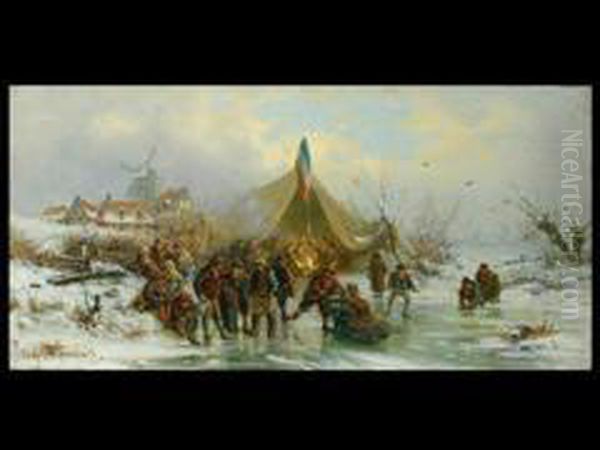 Wintervergnugen Oil Painting by Joseph Friedrich N. Heydendahl