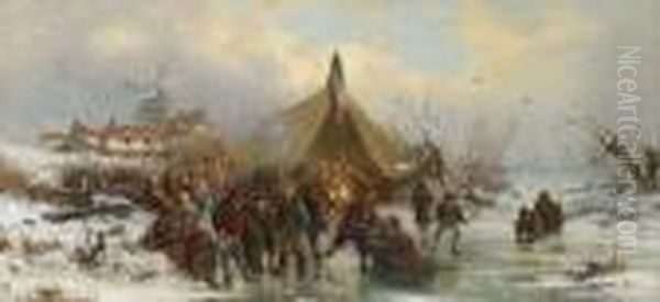 Eisvergnugen. Oil Painting by Joseph Friedrich N. Heydendahl