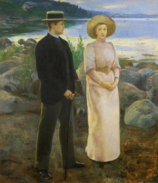 Ja Eller Nei? Oil Painting by Hans Olaf Heyerdahl