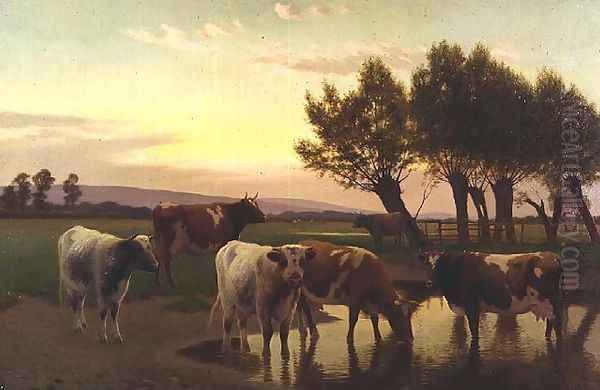 Evening near Amberley, 1923 Oil Painting by William Sidney Cooper