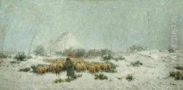 Female Shepherd (ca. 1885) Oil Painting by Adriaan Jozef Heymans