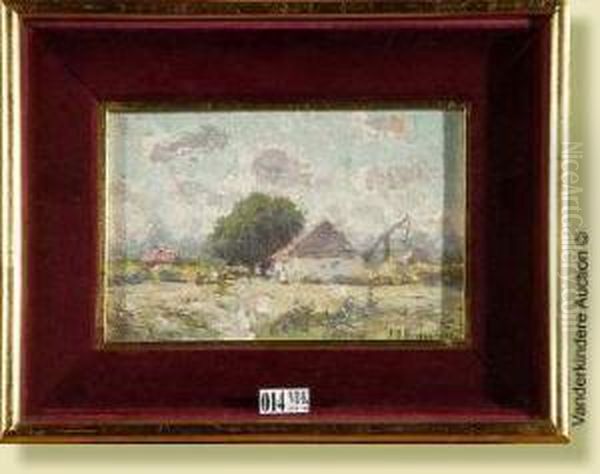 Paysage A La Ferme Oil Painting by Adriaan Jozef Heymans