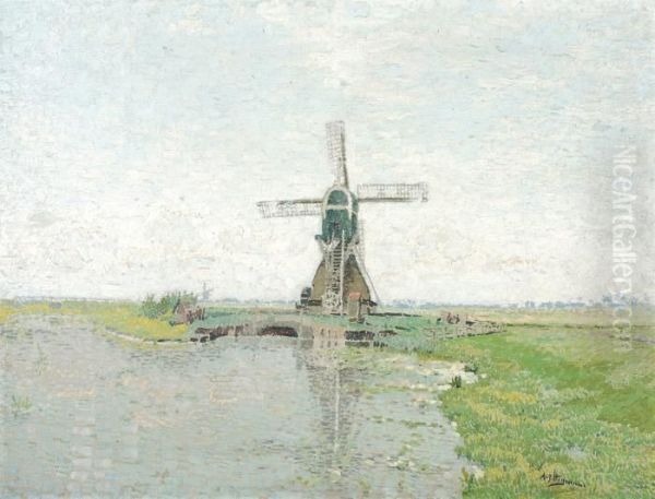 Zicht In Zeeland, Omgeving Veere (ca. 1875-1880) Oil Painting by Adriaan Jozef Heymans