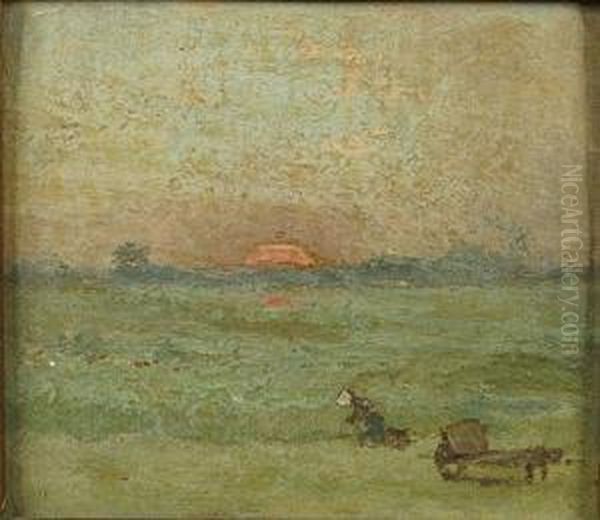 Zonsopgang In De Kempen. Oil Painting by Adriaan Jozef Heymans