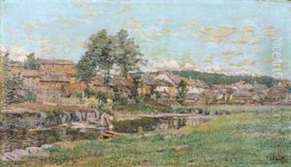 Zicht Op De Vallei Te Stavelot Oil Painting by Adriaan Jozef Heymans