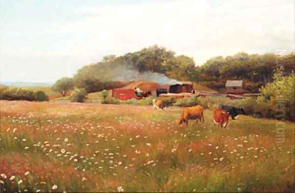 Cattle in a Meadow Oil Painting by William Sidney Cooper