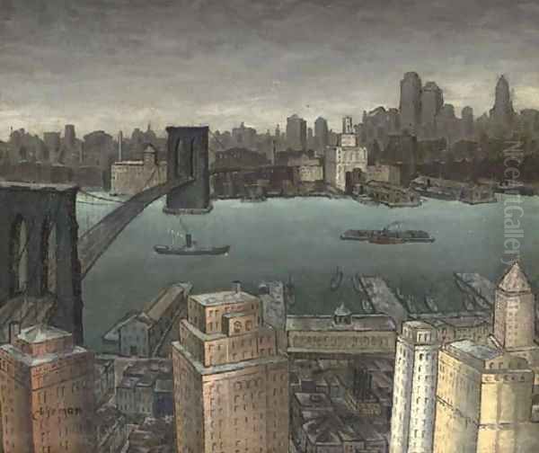 Brooklyn Skyline Oil Painting by Glenn O Coleman