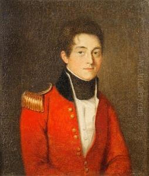 A Portrait Of Lieutenant Thomas Maddock Of The 10th Bengal Native Infantry Oil Painting by Thomas Hickey