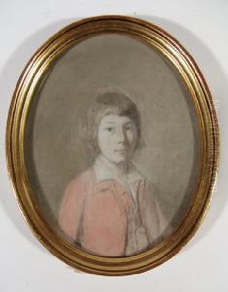 Oval Pastel Portrait Of A Boy Oil Painting by Thomas Hickey