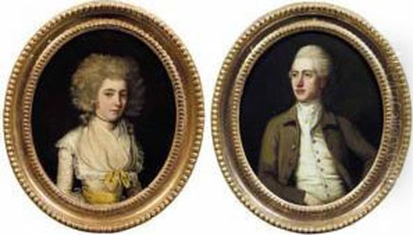 Portrait Of A Gentleman; And Of A Lady Oil Painting by Thomas Hickey