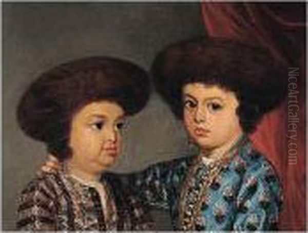 Portrait Of Two Indian Brothers Oil Painting by Thomas Hickey