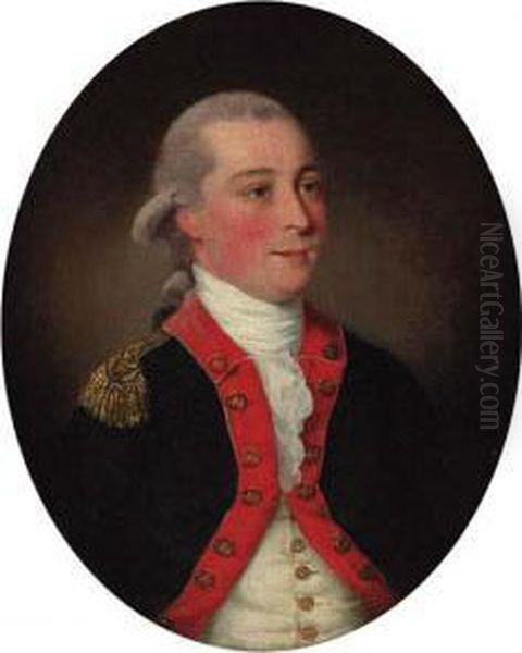 Portrait Of An Officer, Half-length, In The Uniform Of The Madrasartillery Oil Painting by Thomas Hickey