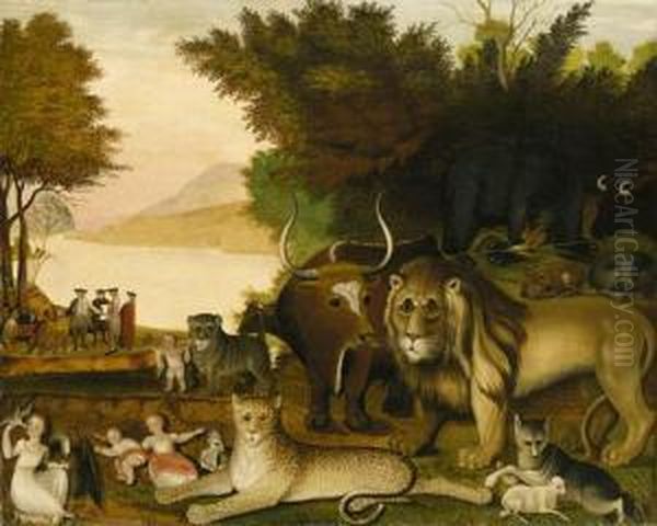 Peaceable Kingdom Oil Painting by Edward Hicks