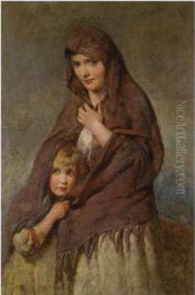 Mother And Child Oil Painting by George Elgar Hicks