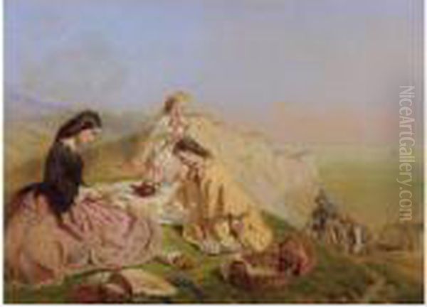 Picnic On The Cliffs Oil Painting by George Elgar Hicks