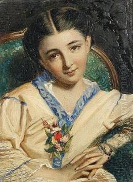 Portrait Of A Lady Oil Painting by George Elgar Hicks