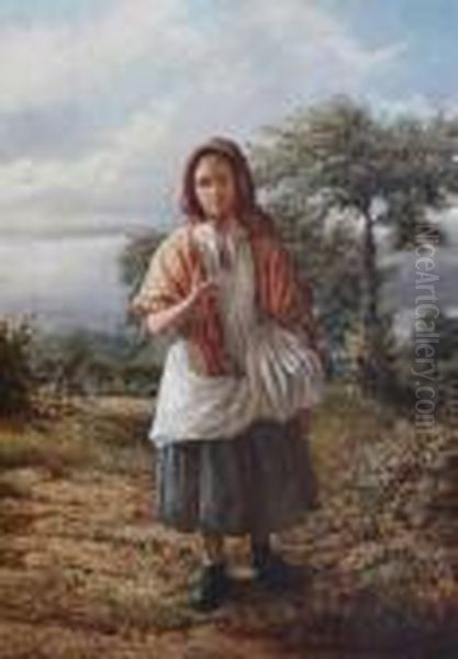 Peasant Girl Returning From Market Oil Painting by George Elgar Hicks