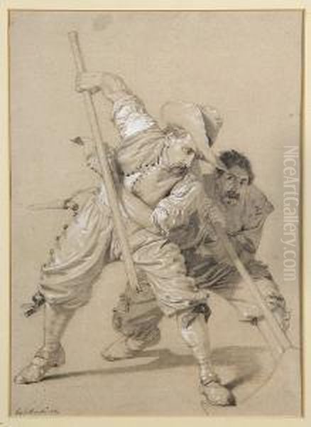 Studies Of Men, One With A Wooden Leg, A Pair by George Elgar Hicks