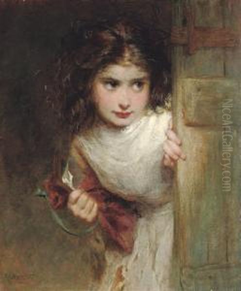 Home From School Oil Painting by George Elgar Hicks