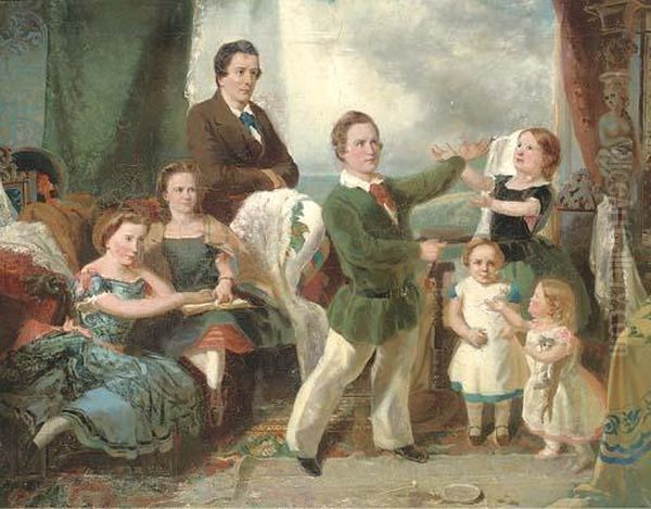 A Group Portrait Of Children Oil Painting by George Elgar Hicks