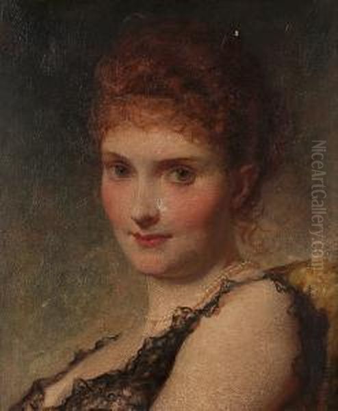 A Society Beauty, Signed And Dated 'g.e. Hicks 1888', Oil On Canvas Oil Painting by George Elgar Hicks