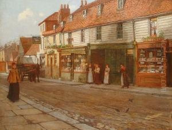 Eltham High Street Oil Painting by George Elgar Hicks