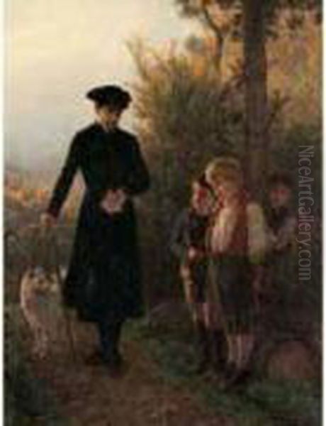 Flagrant Delit Oil Painting by Friedrich Peter Hiddemann