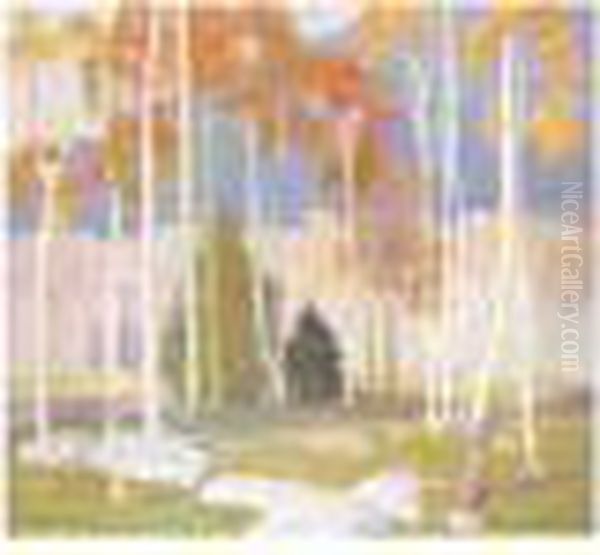 Aspen Trees Oil Painting by Victor, William Higgins