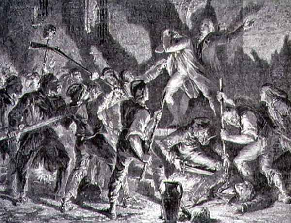 The Massacre in the Prisons in September 1792 Oil Painting by H. de la Charlerie