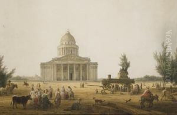 Vue Du Pantheon Et Le Char De L'etre Supreme Au Premier Plan Oil Painting by Jean-Baptiste Hilaire