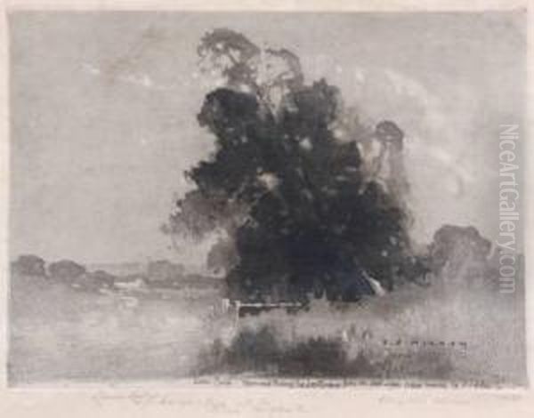 Dora Creek Memorial Etching Oil Painting by Jesse Jewhurst Hilder