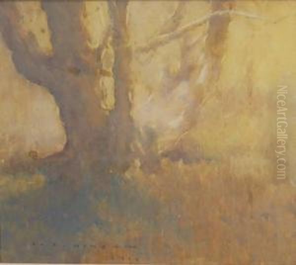 Old Tree 1914 Oil Painting by Jesse Jewhurst Hilder