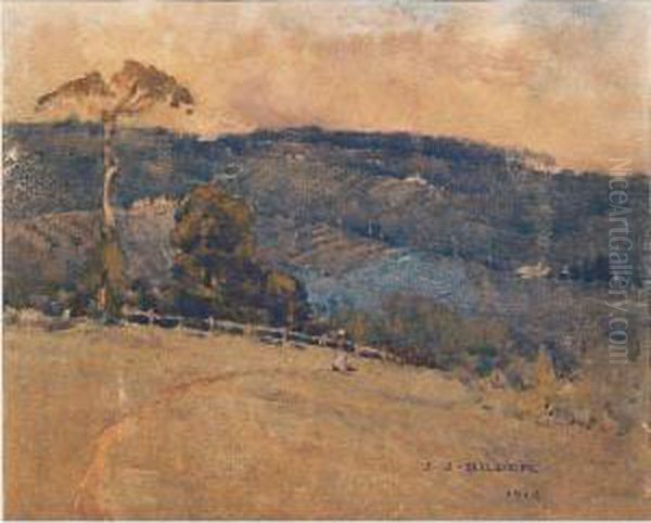 Hillside In The Evening Light Oil Painting by Jesse Jewhurst Hilder