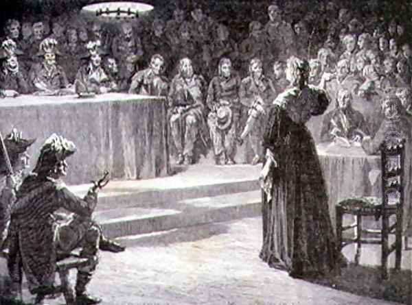 Marie-Antoinette facing the Revolutionary Tribunal in 1793 Oil Painting by H. de la Charlerie