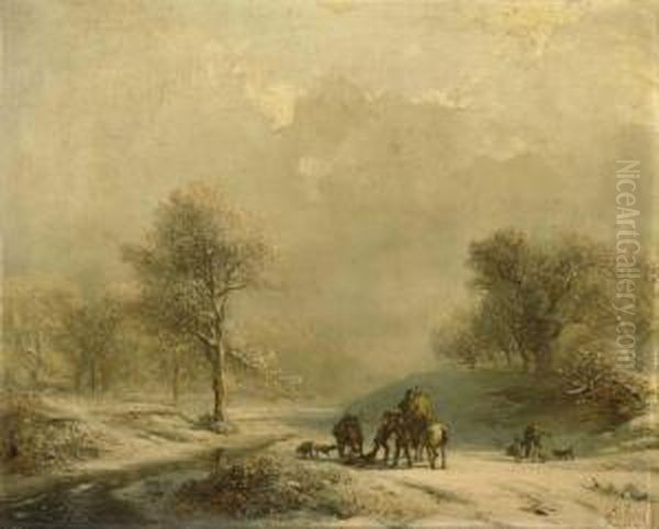 Winterlandschaft Mitjagern Oil Painting by Carl Hilgers