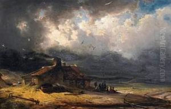 Stormy Landscape By The Lower Rhine Oil Painting by Carl Hilgers