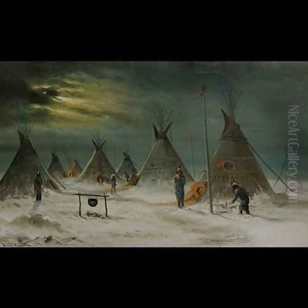 Red Clouds' winter camp Oil Painting by Astley David Middleton Cooper