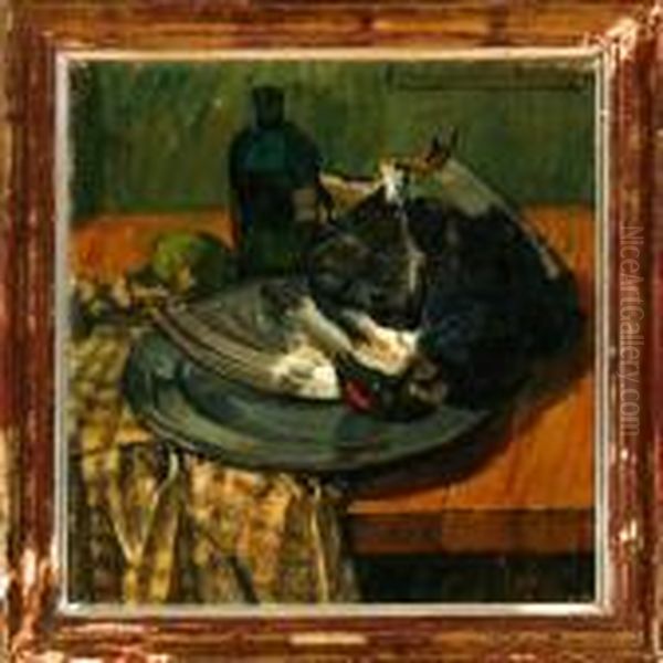 A Nature Morte With A Pheasant On A Table by Knud Ove Hilkier