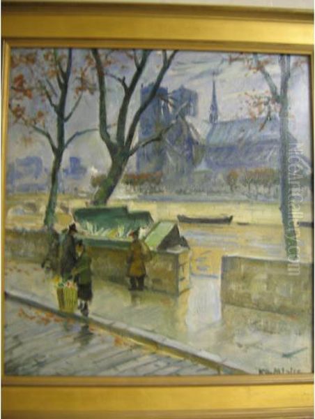 Bookinists At Notre-dame by Knud Ove Hilkier