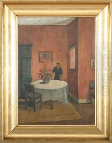 Interior With A Woman by Knud Ove Hilkier