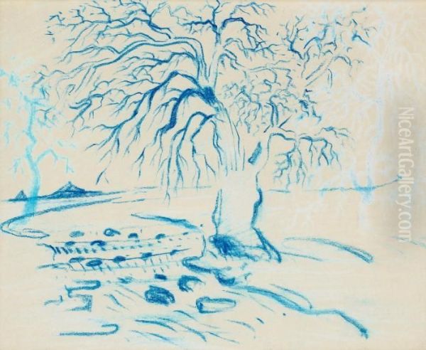 Tree By Watercourse by Carl Fredrik Hill