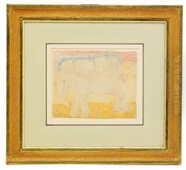 Elefant Med Ungar Pa Ryggen Oil Painting by Carl Fredrik Hill