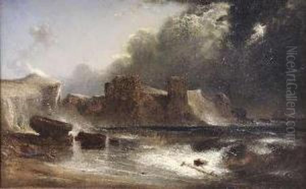 Turnberry Castle By Moonlight Oil Painting by David Octavius Hill